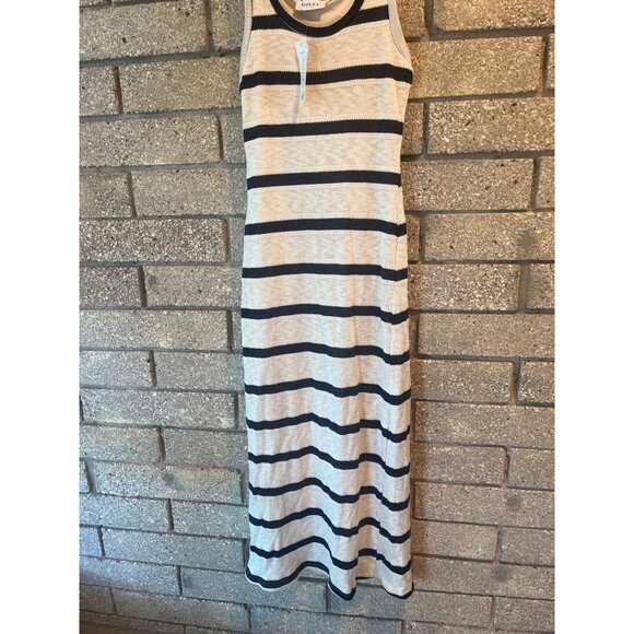 Striped Sleeveless Maxi Dress Navy & Cream Knit Small By Gilli - Picture 2 of 7